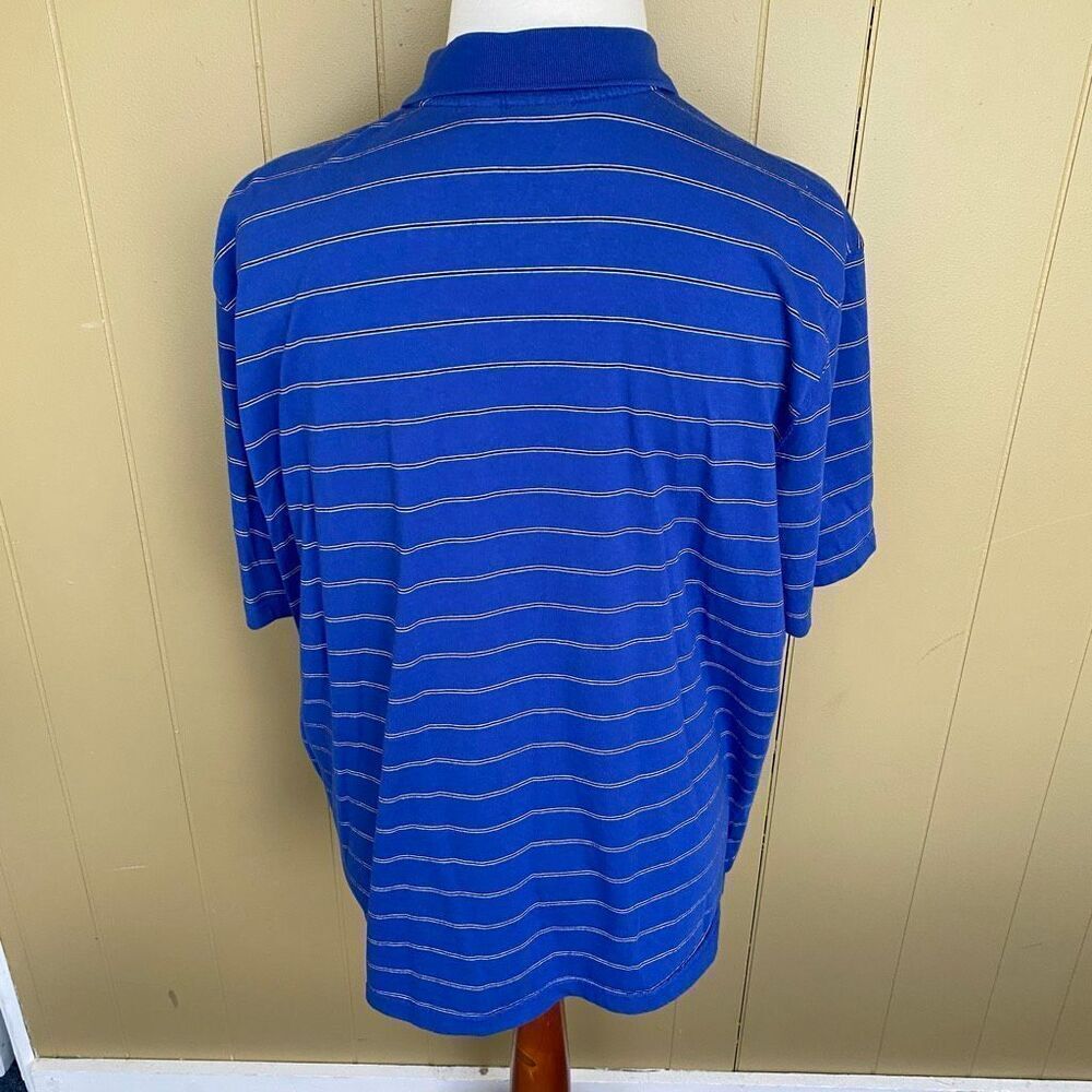 Bugle Boy men 2XL short sleeve cotton blend 2 button collar polo blue stripe - Picture 6 of 8